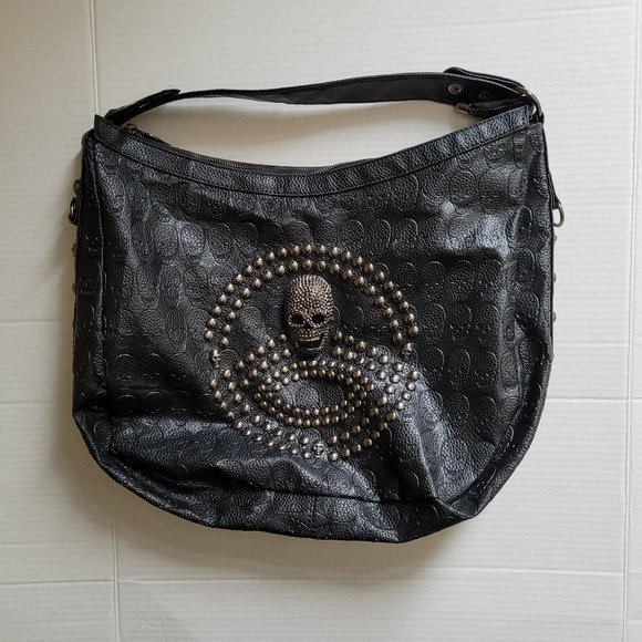 unknown Handbags - Skull purse black embossed vegan leather studs goth metal punk Halloween handbag